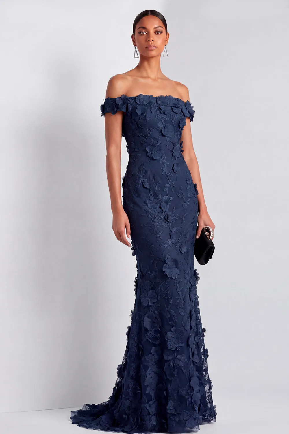 Mermaid Off Shoulder Embroidered Maxi Dress