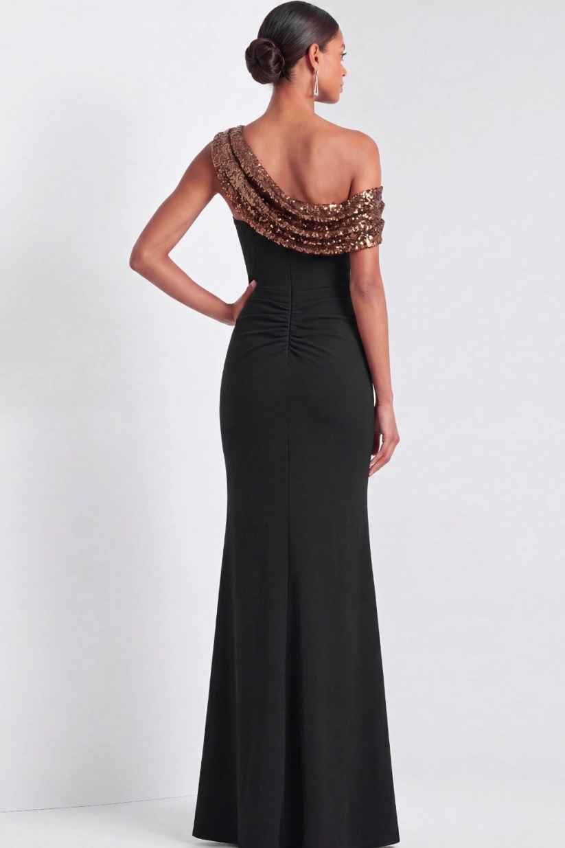 Black Sequin Cowl Neck Mermaid Maxi Dress