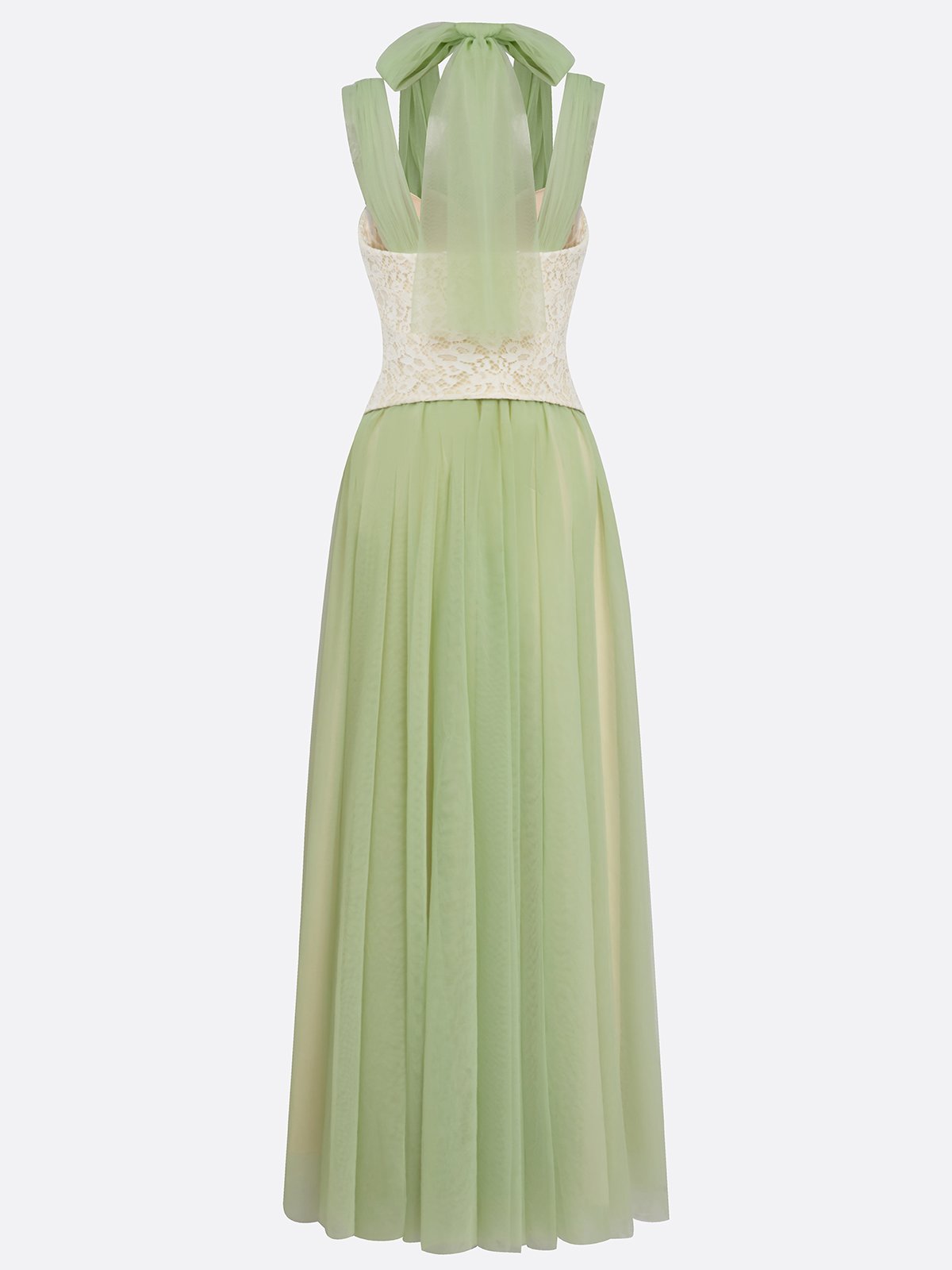 Sage Green Sleeveless V-Neck 3D Floral Chiffon A-Line Gown