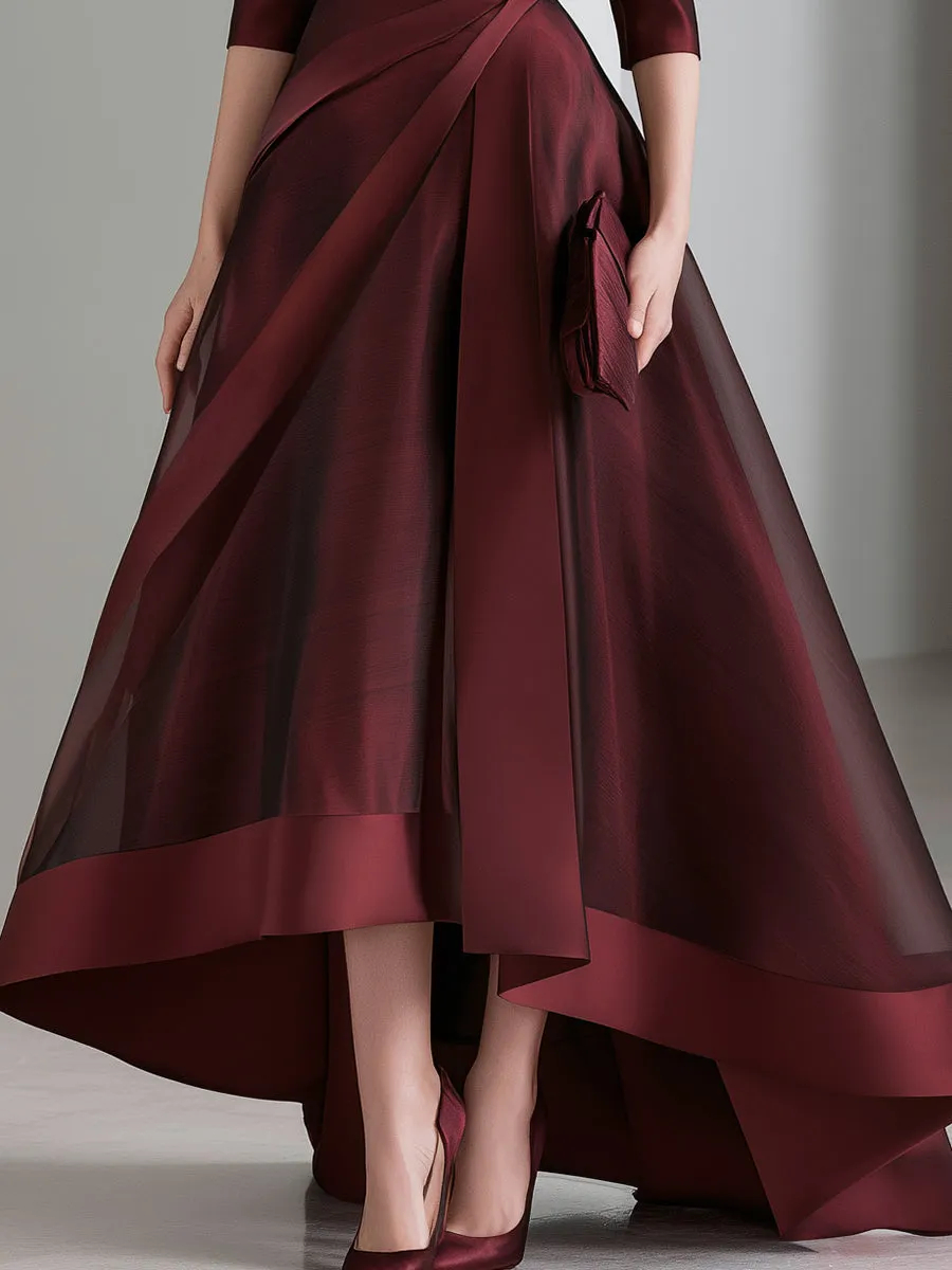 Draped Waist Organza High-Low Maxi Dress
