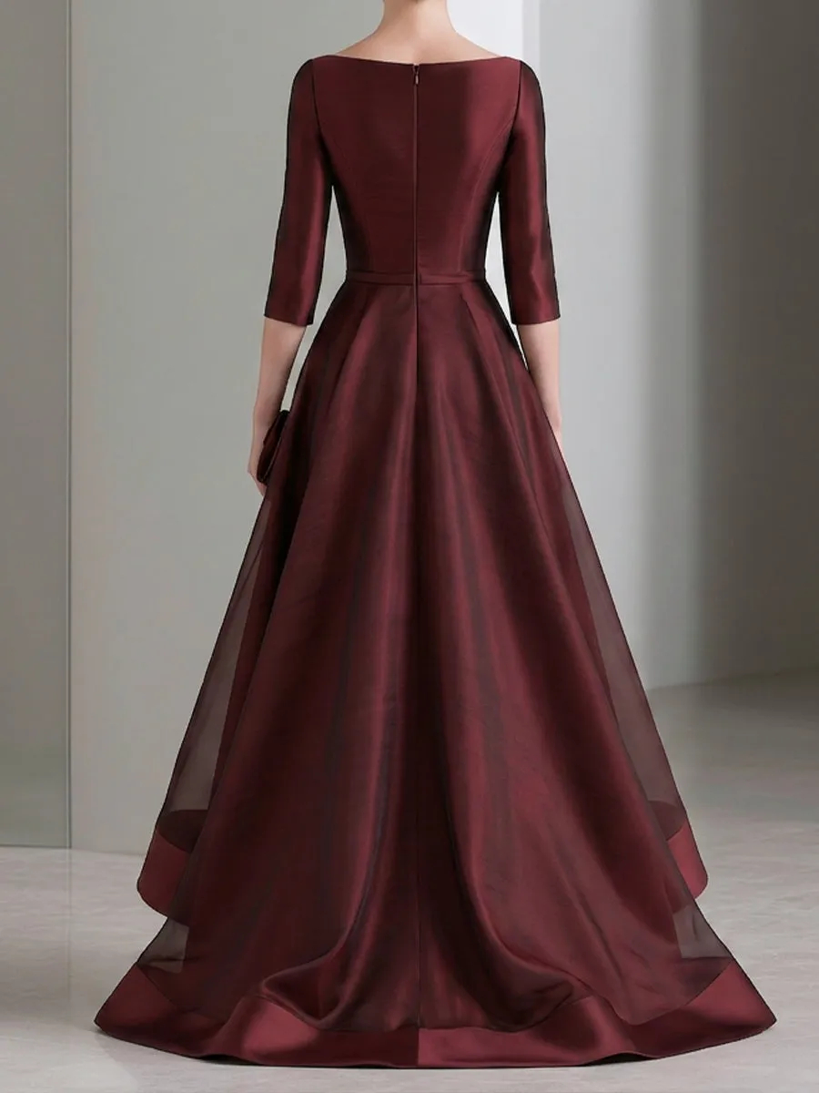 Draped Waist Organza High-Low Maxi Dress
