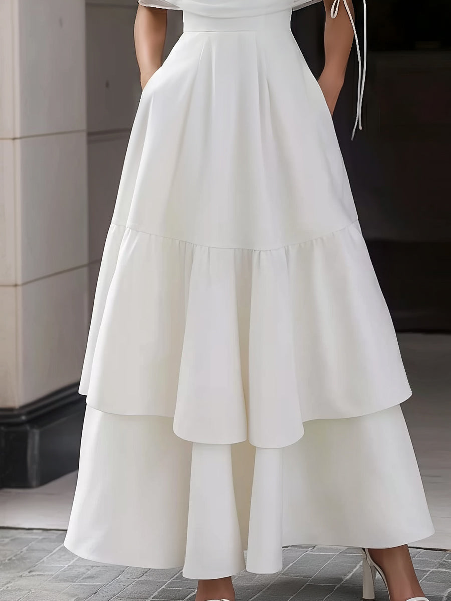 Sleeveless Tiered Maxi Dress With Sheer Mesh Shawl