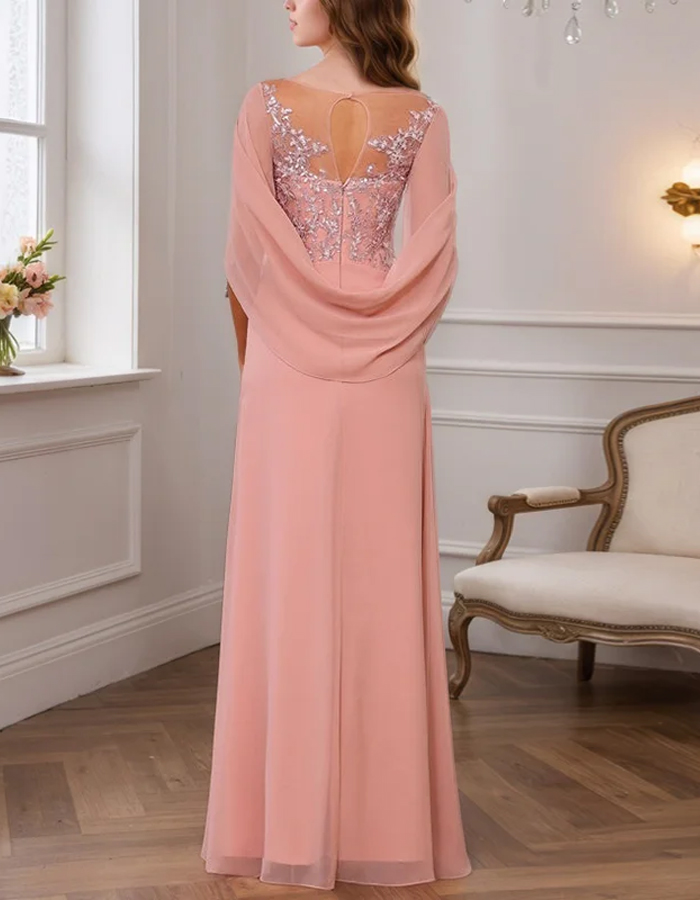 Fashion Solid Color Lace Sequins Maxi Dress
