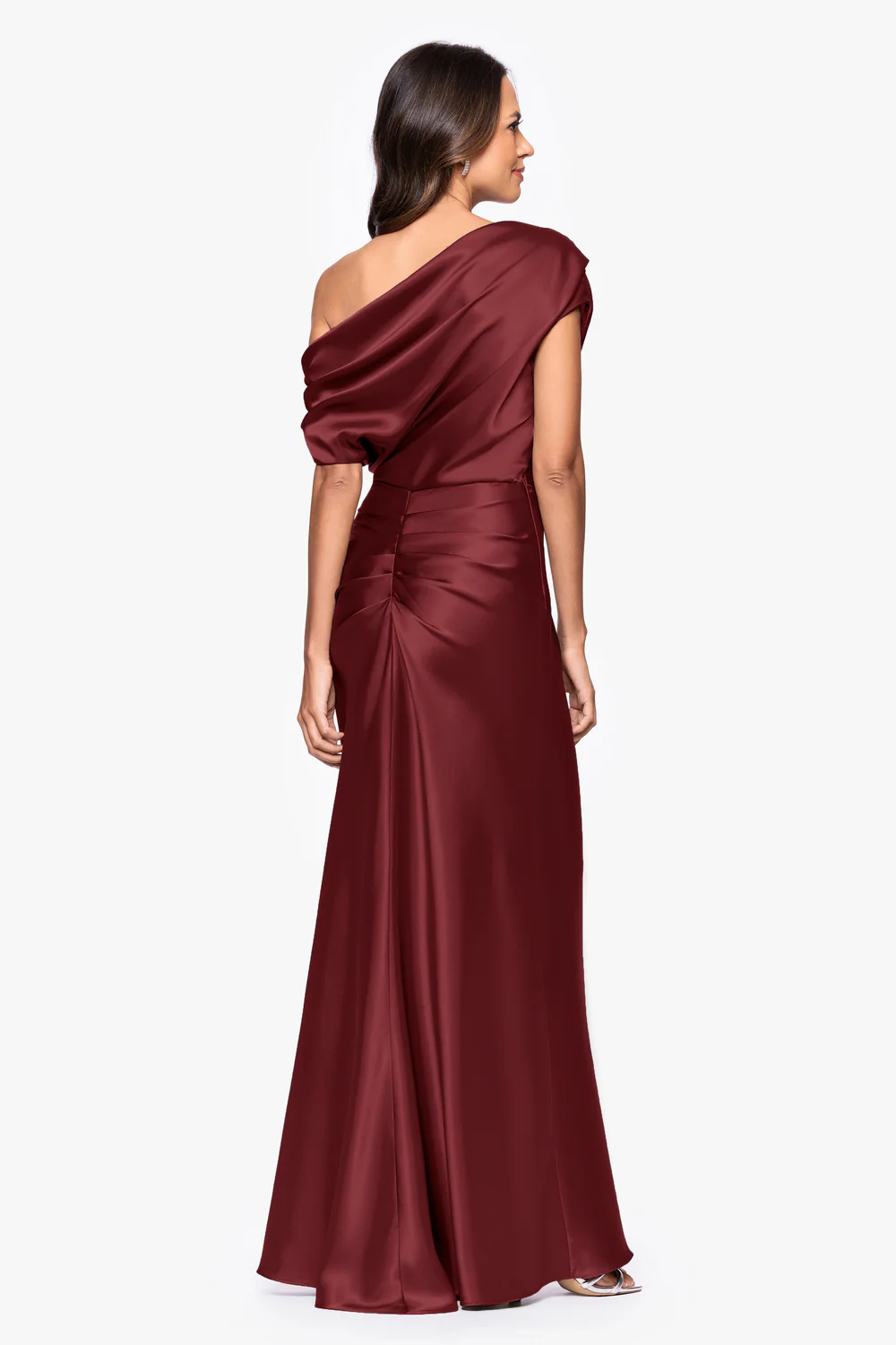Satin Drop Shoulder Floor Length Dress