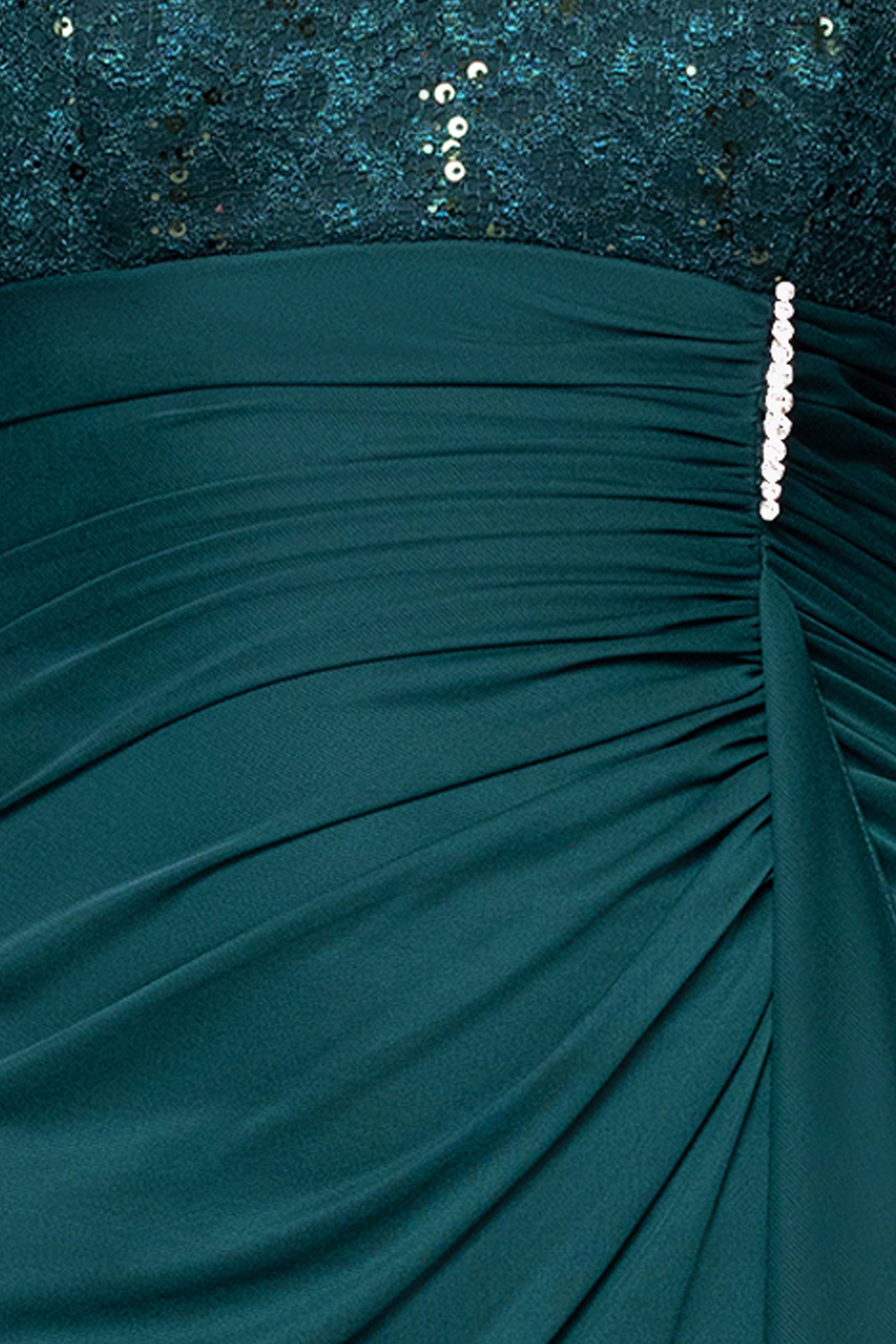 3/4 Sleeve Sheer Matte Jersey Long Dress