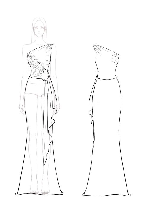 Purple Formal Dress One Shoulder Draped Evening Maxi Dress Mother of the Bride Dress