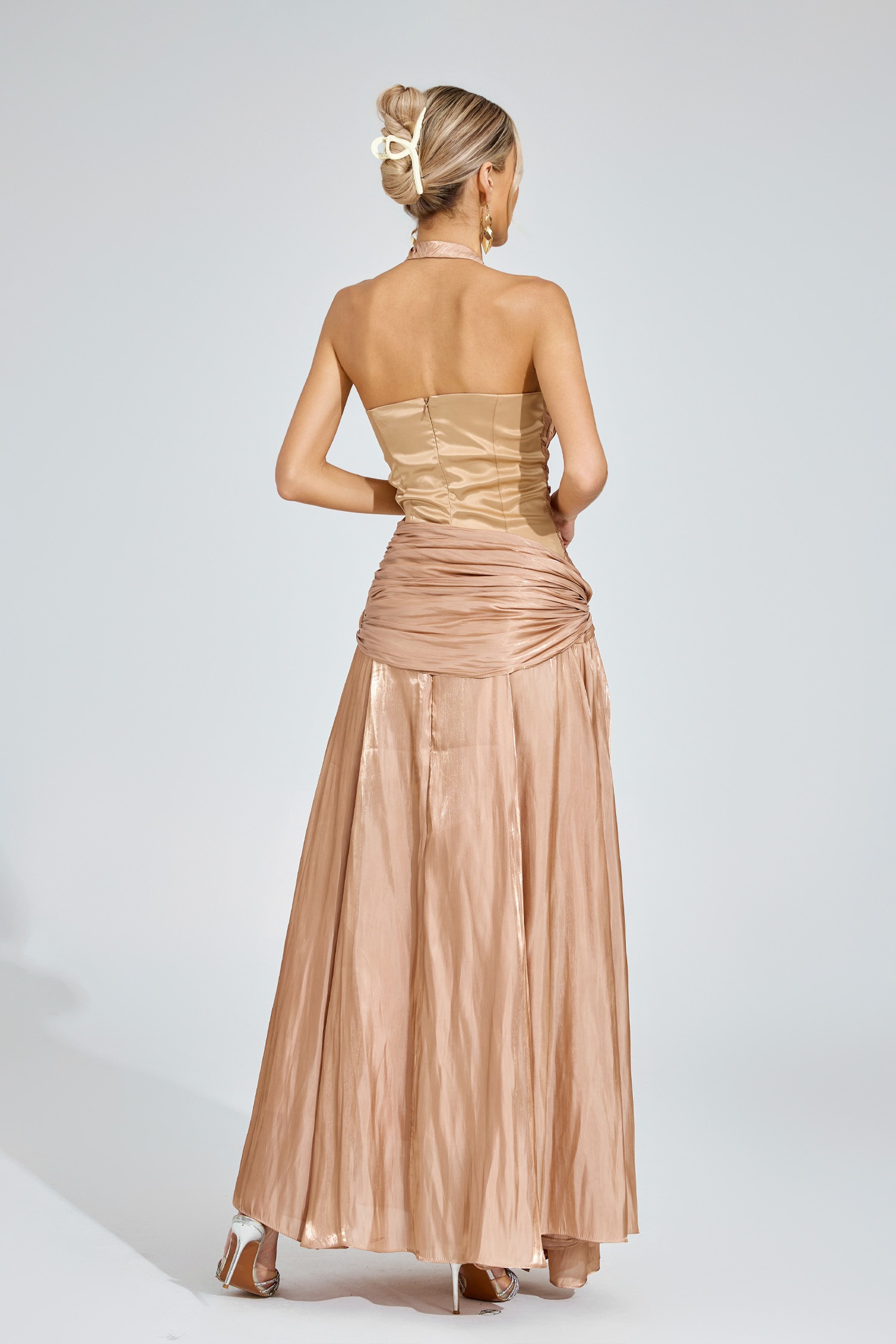 Champagne Halter Maxi Dress