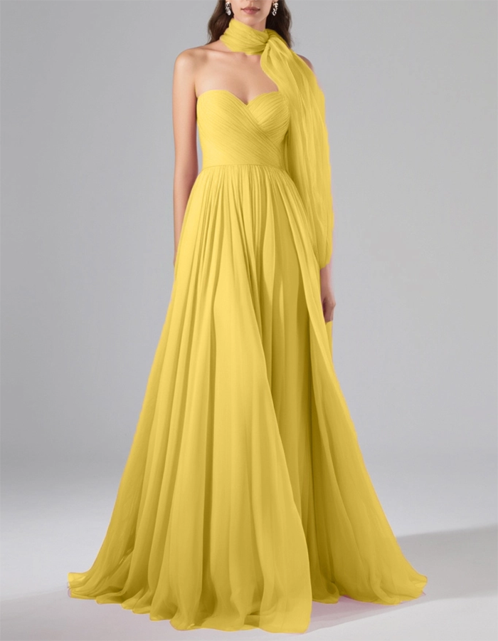 Blush Pink Strapless Sweetheart Chiffon Maxi Dress