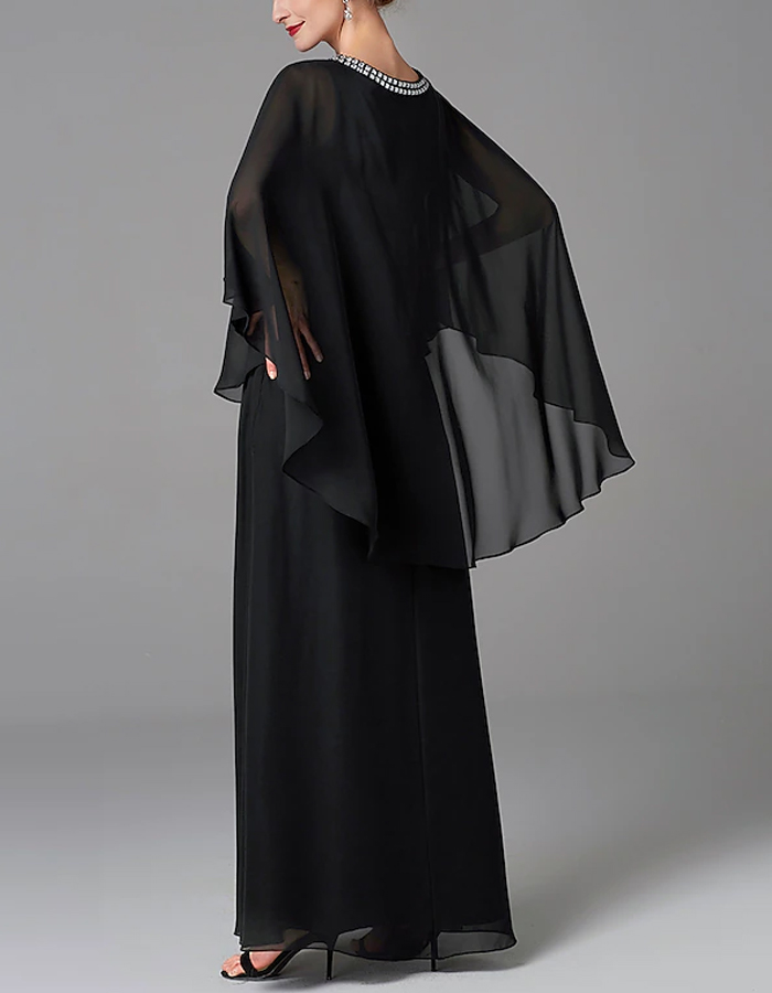 A-line Mother of the Bride Solid Chiffon Maxi Dress