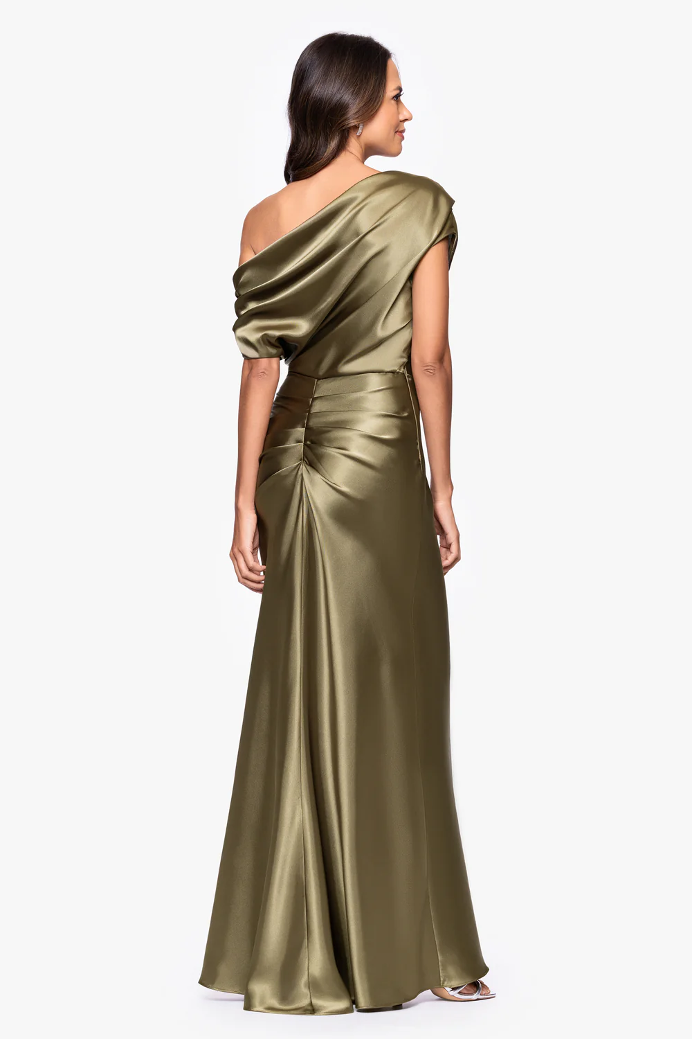 Satin Drop Shoulder Floor Length Dress
