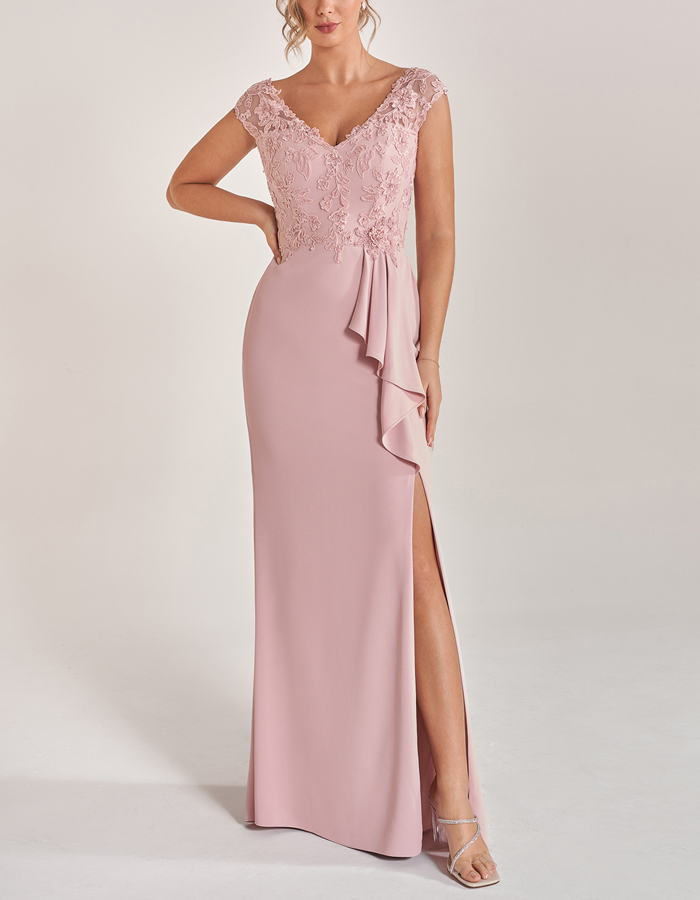 Elegant Pink Lace Maxi Dress