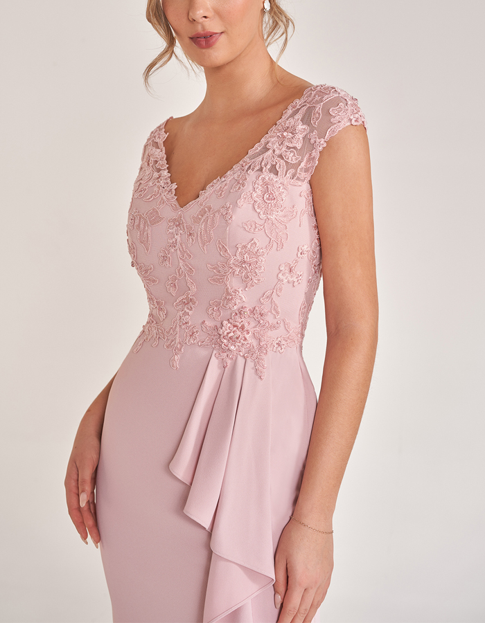 Elegant Pink Lace Maxi Dress