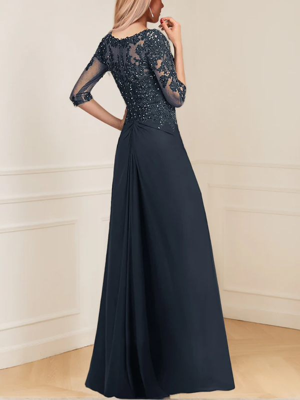 Solid Color Chiffon V-Neck Half Sleeve Mother of the Bride Jumpsuit