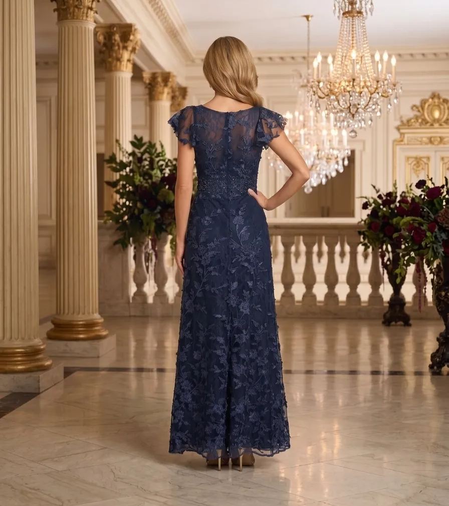 Timeless Embroidered Navy Evening Gown