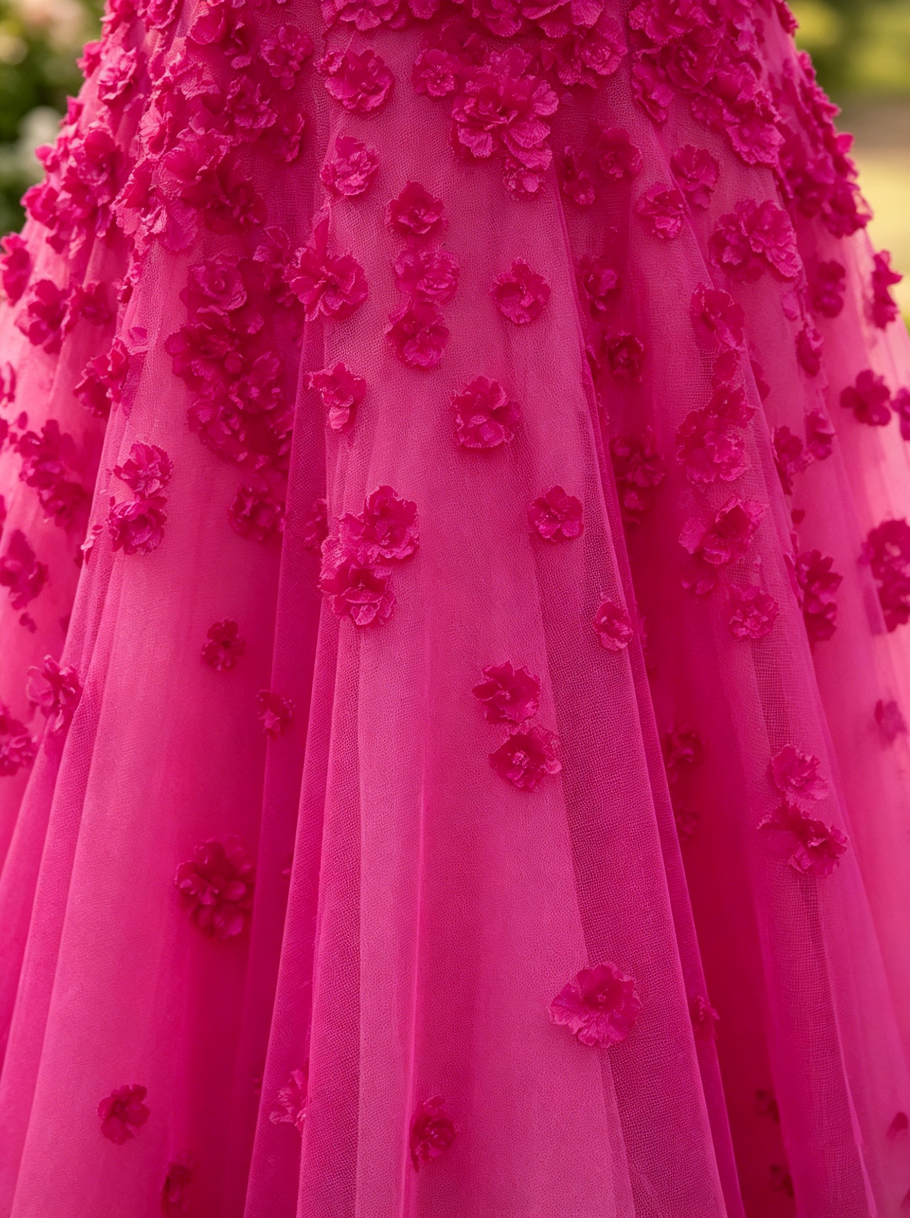 Enchanting 3D Floral Appliqué Illusion Tea-Length Occasion Gown