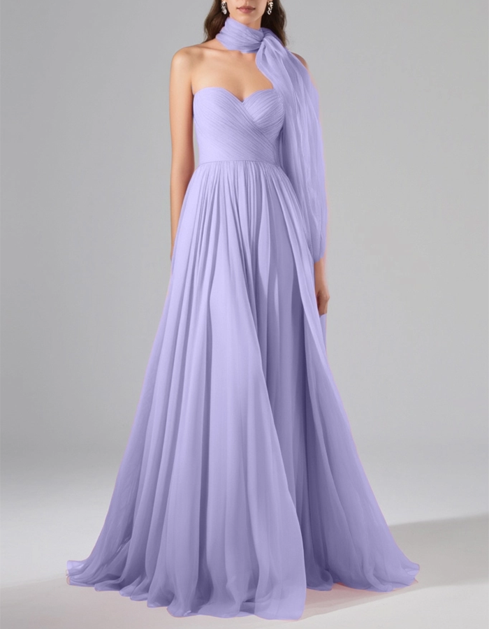 Blush Pink Strapless Sweetheart Chiffon Maxi Dress