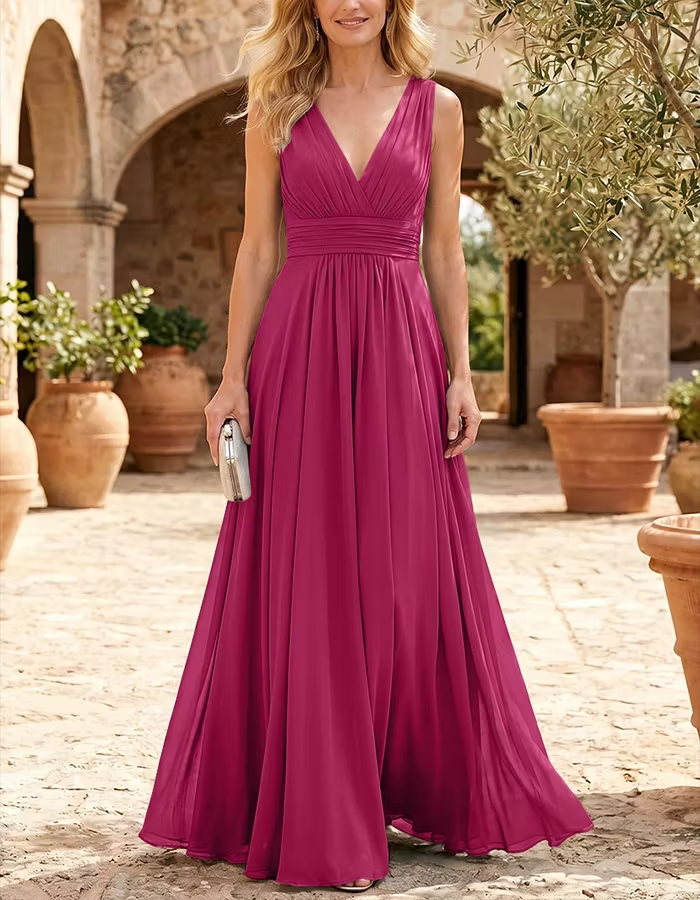 Navy Blue Sleeveless Chiffon Maxi Dress