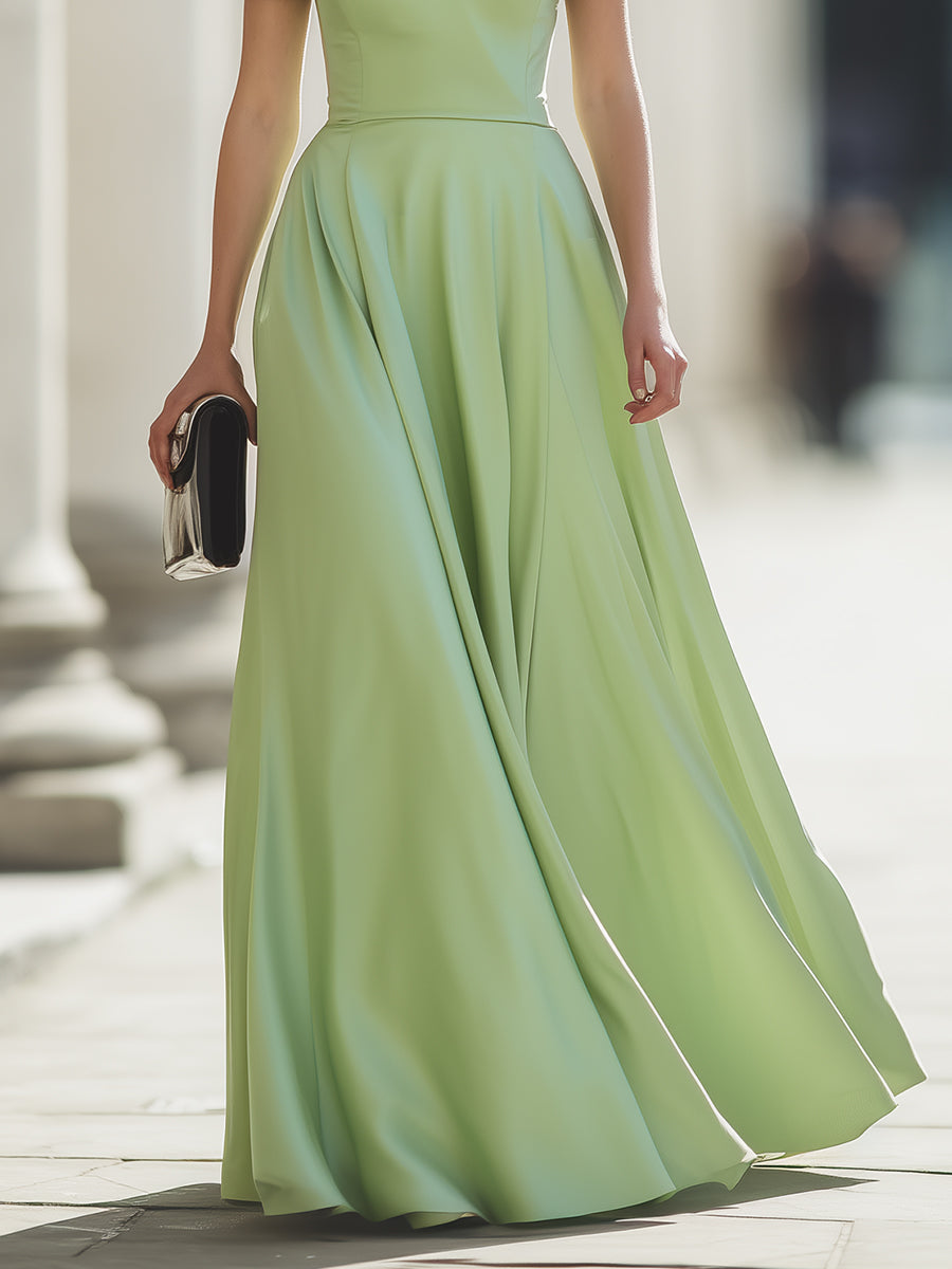 Off-Shoulder Draped A-Line Maxi Dress