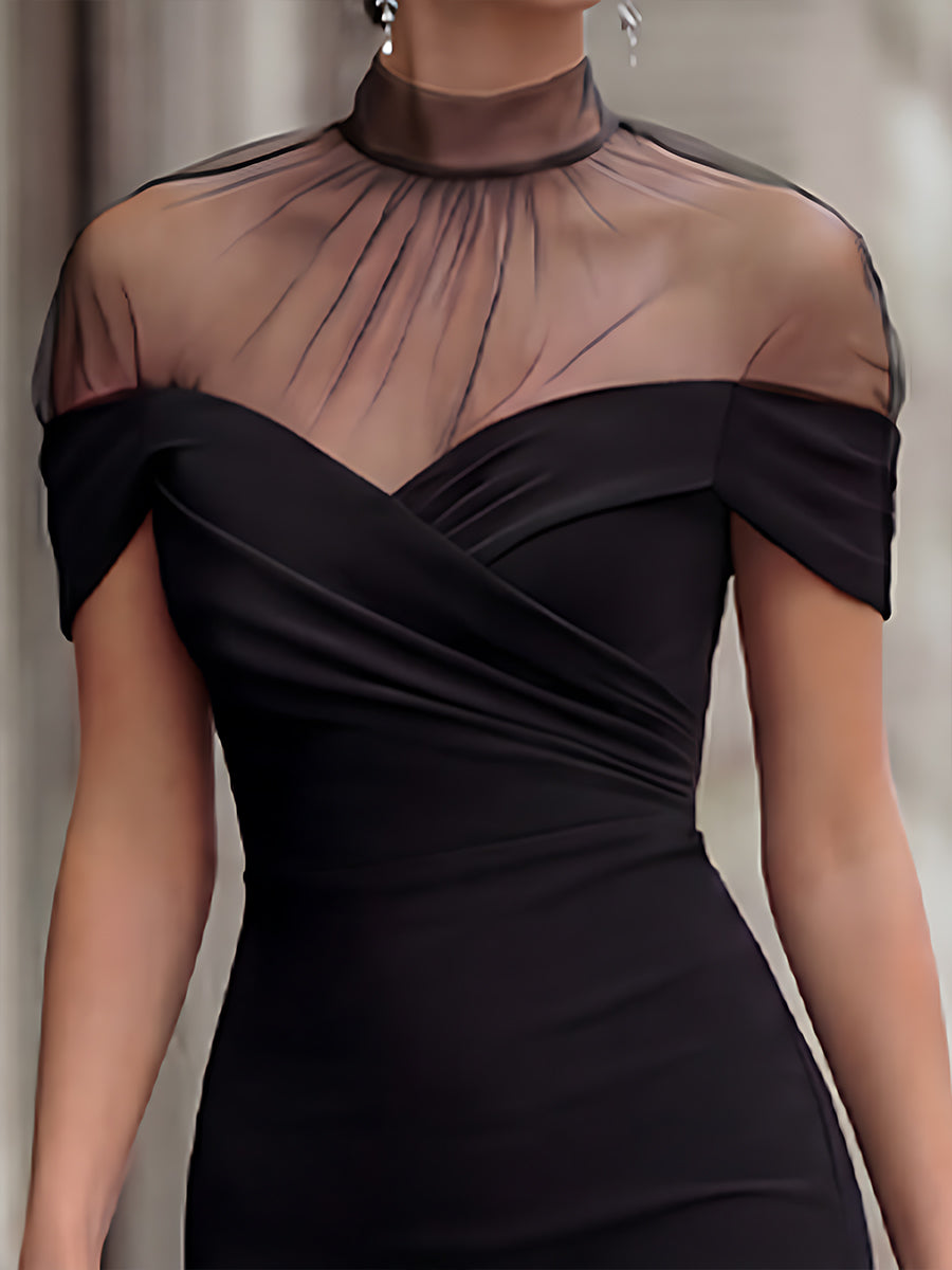 Illusion Neck Off-Shoulder Mermaid Evening Dress