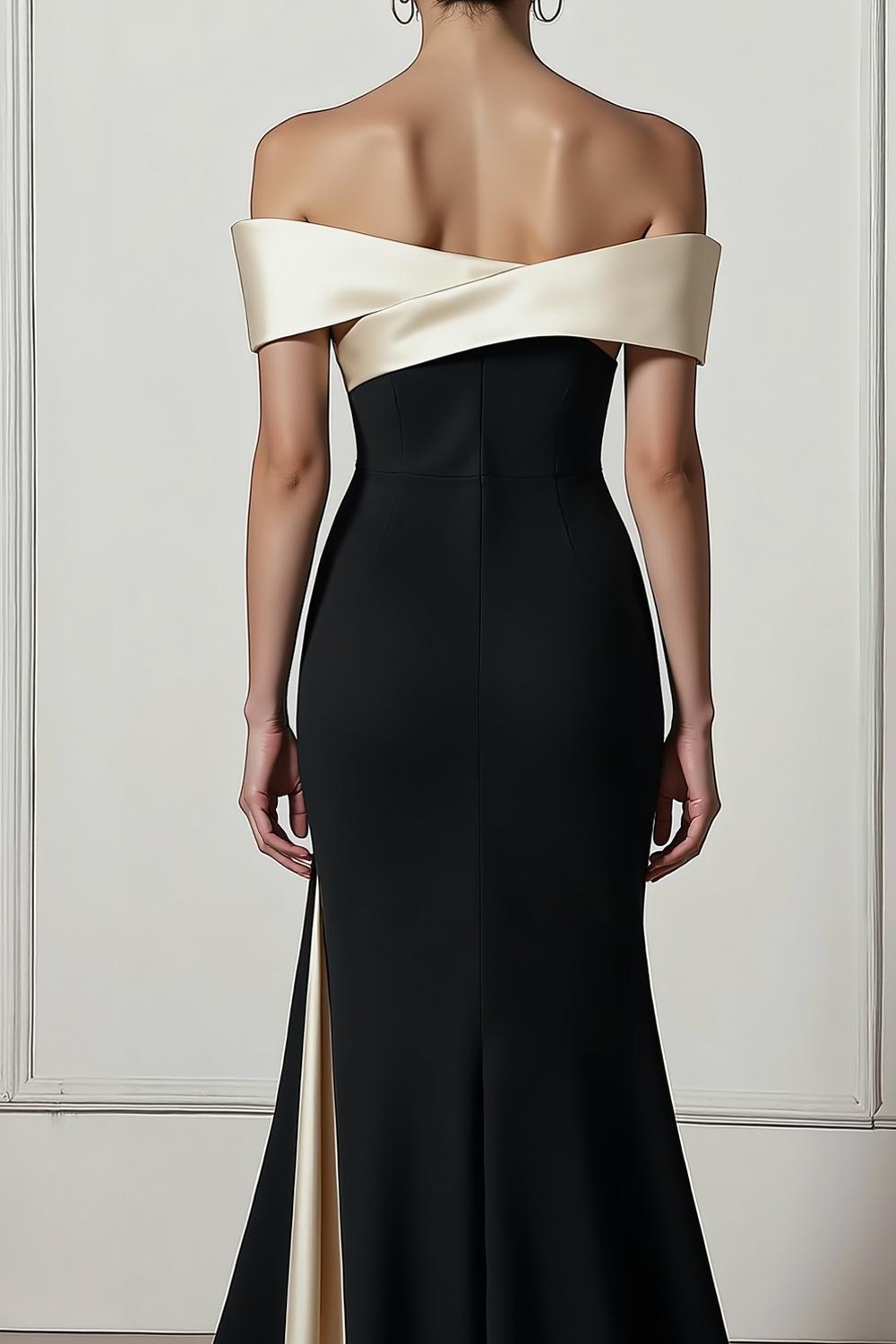 Formal Prom Dress Black Off the Shoulder Side Slit Maxi Dress