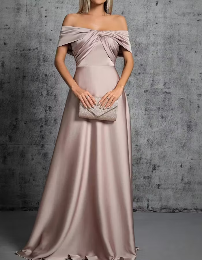 Satin Off-the-Shoulder Trousered Maxi Dress