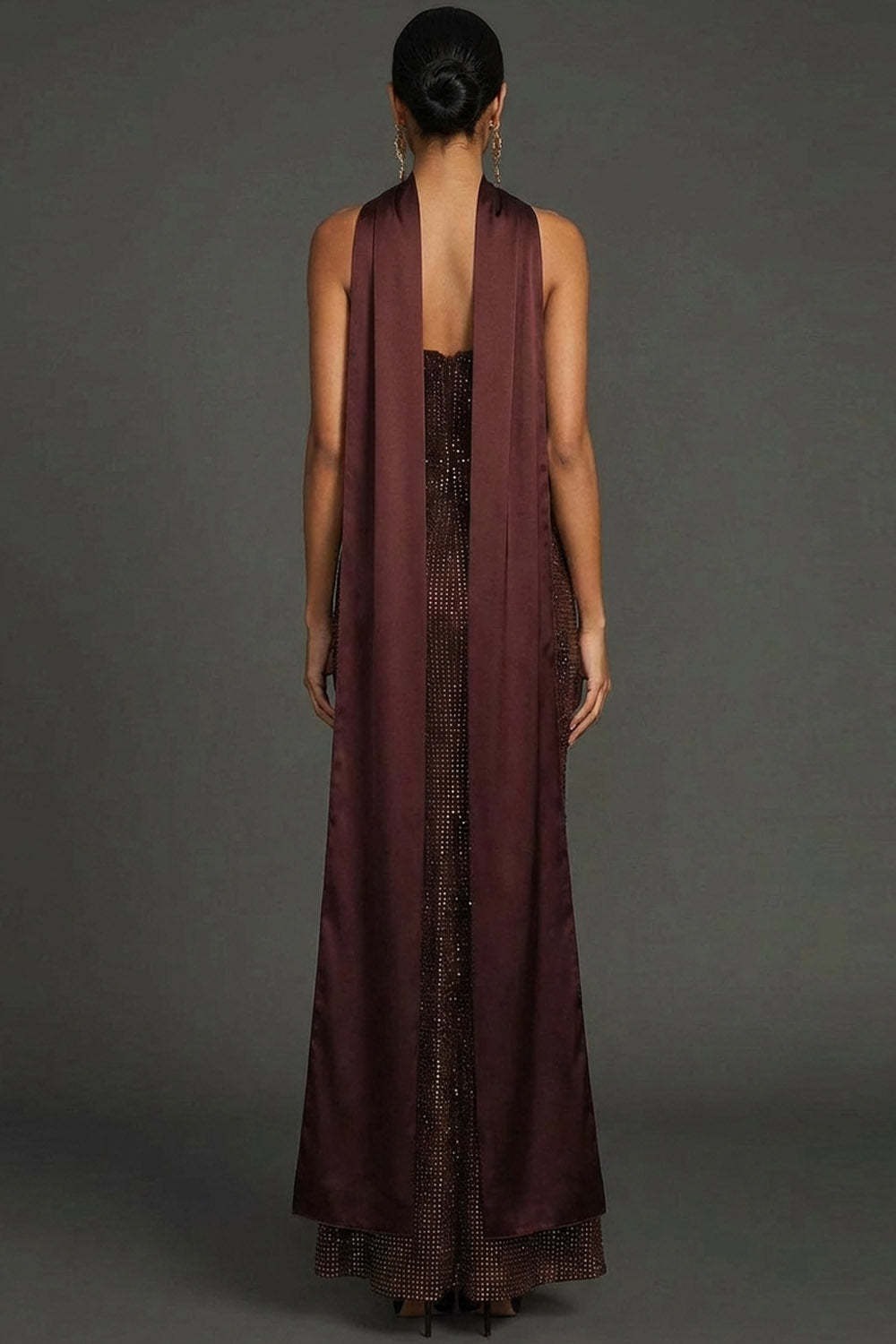 Chocolates Mermaid Neck Scarf Mermaid Maxi Formal Dress