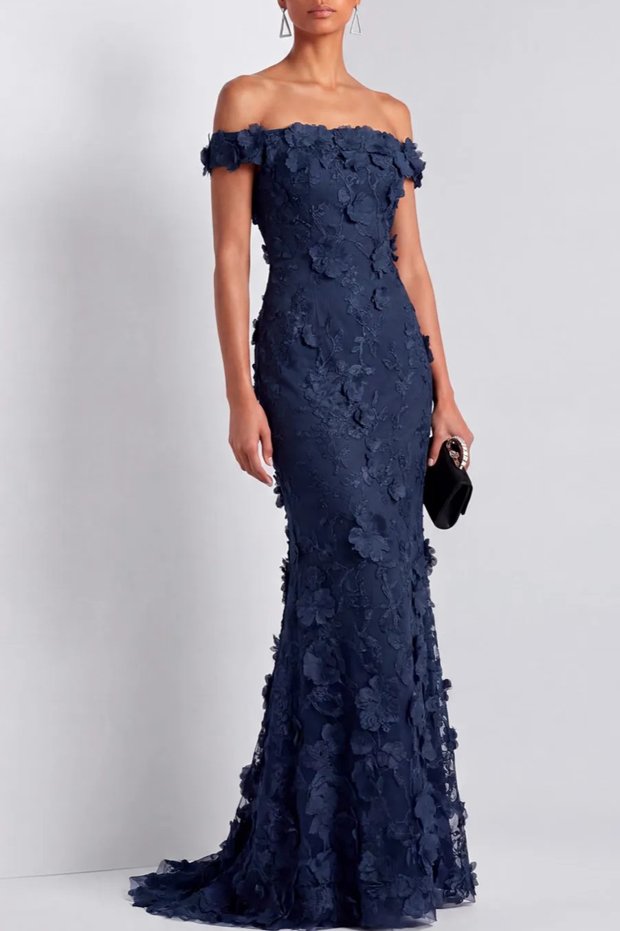 Mermaid Off Shoulder Embroidered Maxi Dress