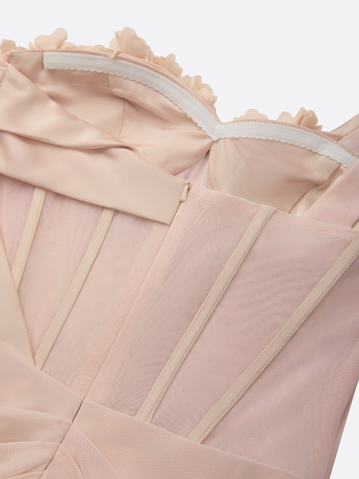 Pale Pink One-Shoulder 3D Floral Cape Detail Sheath Floor-Length Gown