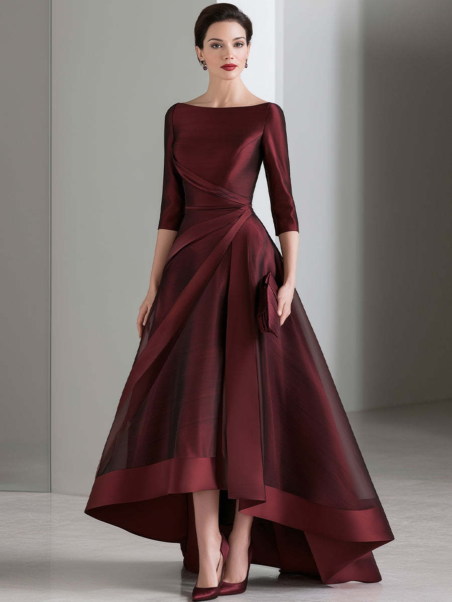 Draped Waist Organza High-Low Maxi Dress