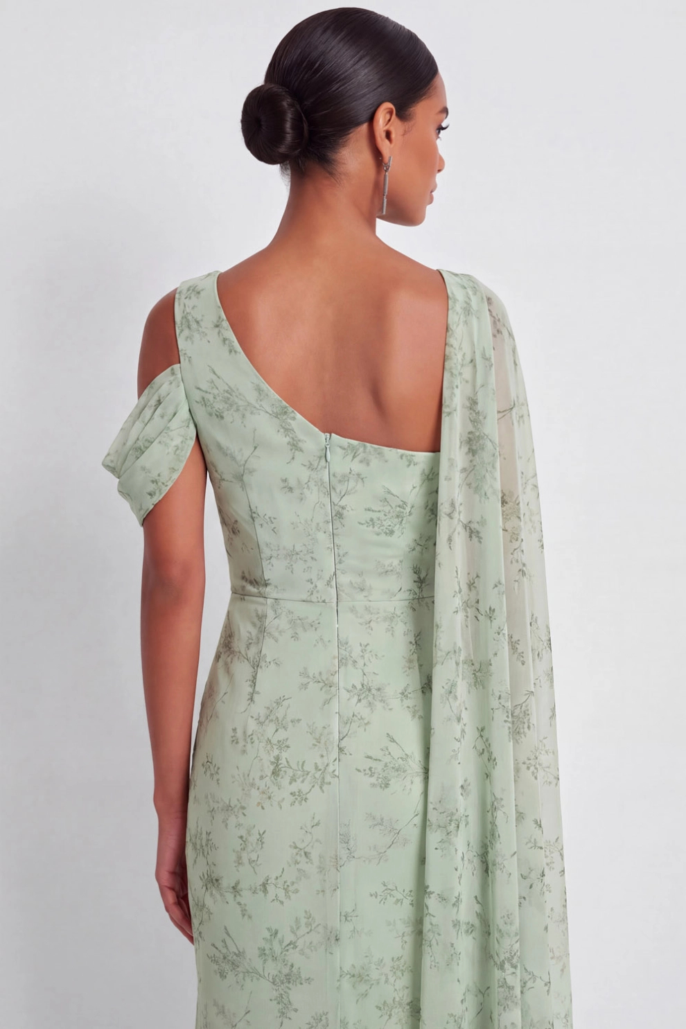 Light Green Mermaid Cold Shoulder Maxi Dress