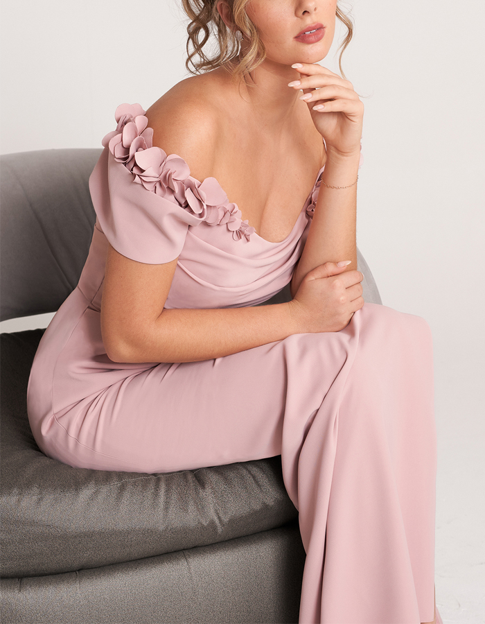 Pink Fit and Flare Maxi Dress
