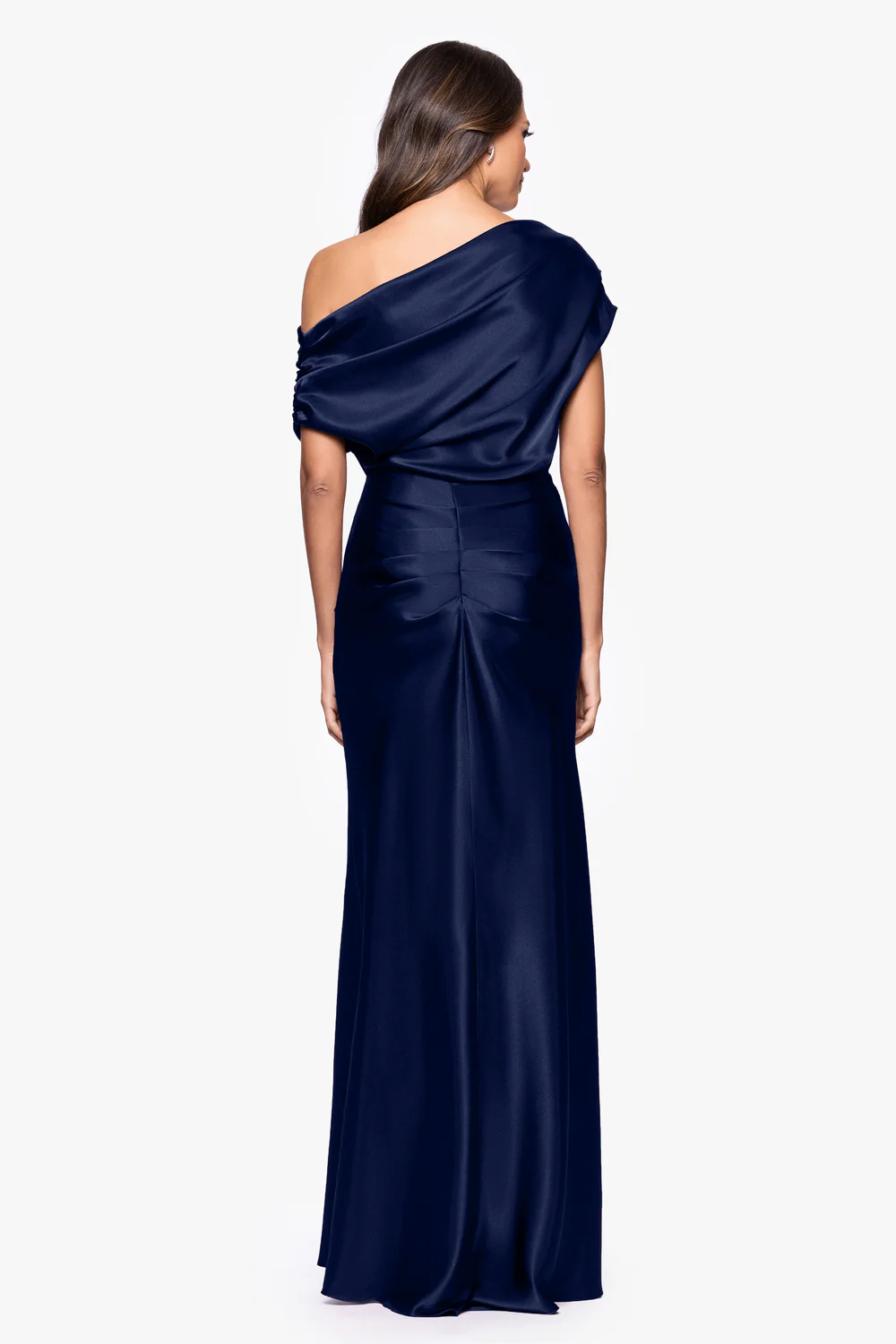 Satin Drop Shoulder Floor Length Dress