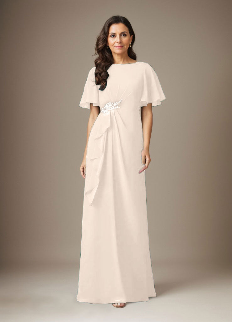 Dark Navy Sheath Beaded Chiffon Dress