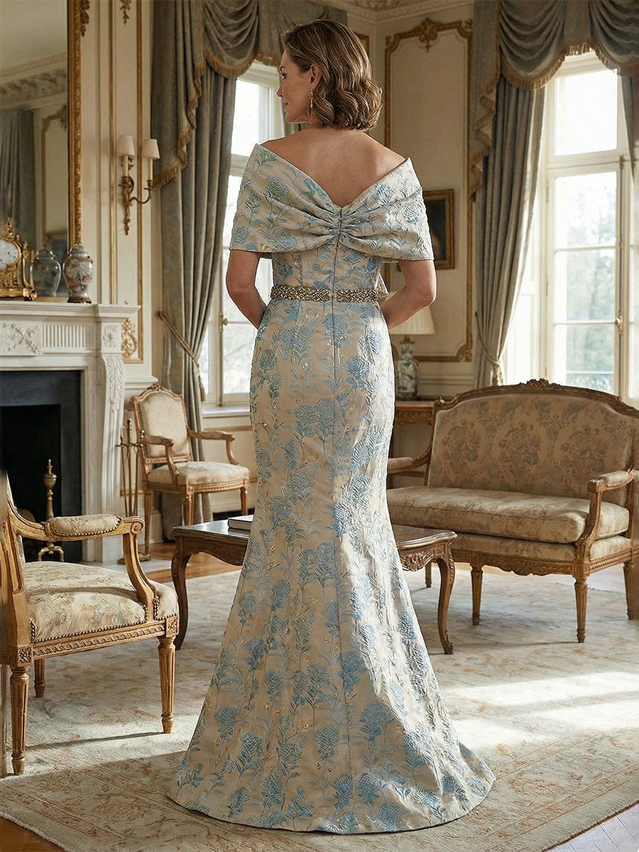 Satin Off the Shoulder Mother of the Bride Dresses with Bow