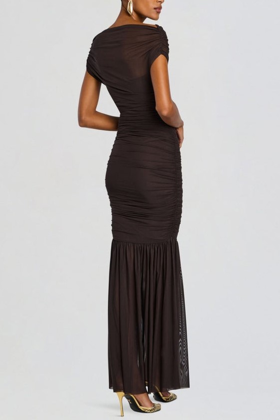 Elegant Brown Mermaid Evening Dress