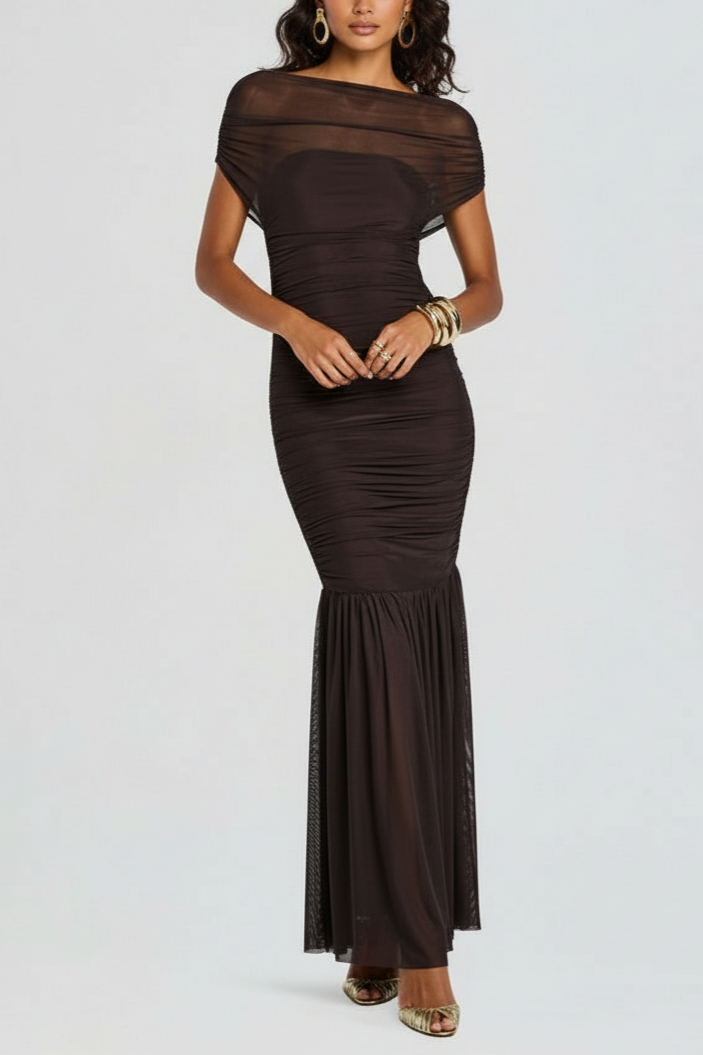 Elegant Brown Mermaid Evening Dress
