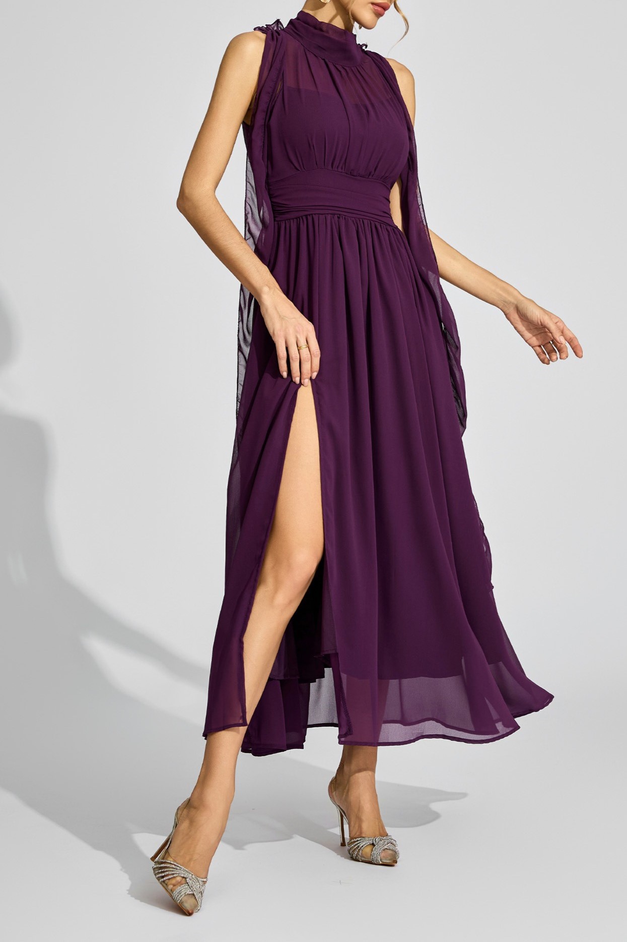 Purple Halter Maxi Dress