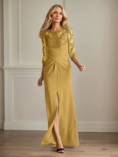 Plum Sheath Lace Stretch Crepe Mother of the Bride Dress