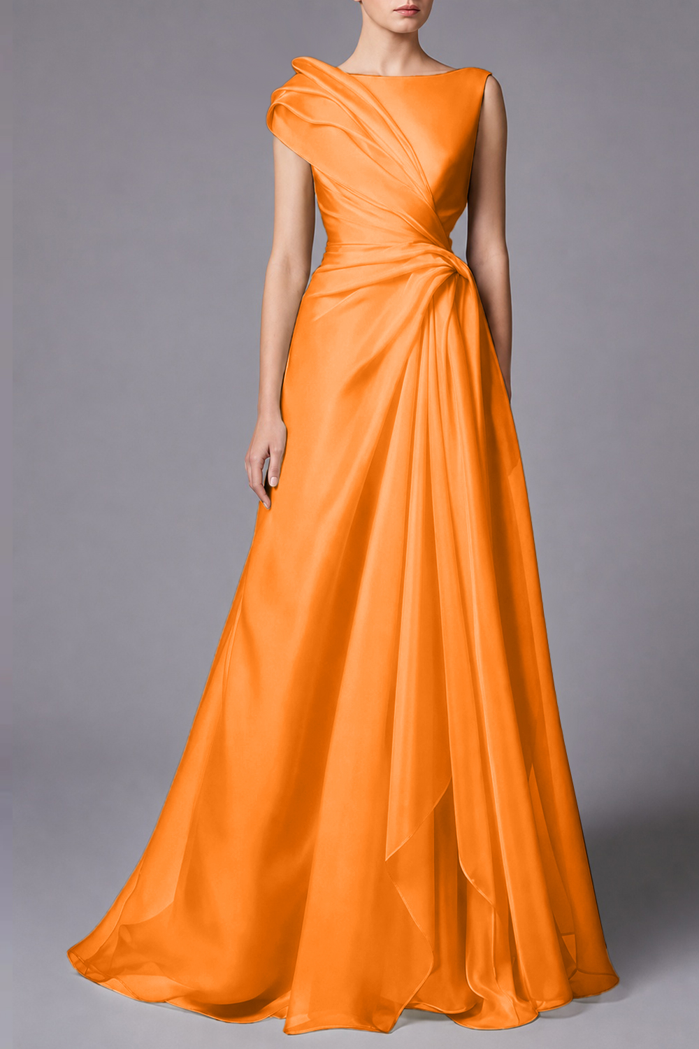 Burgundy Sleeveless Ruched Draped Maxi Dress