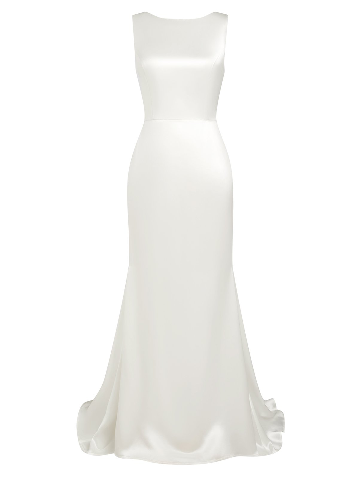 White Boat Neck Sleeveless Ruffled Backless Gown Bridal/Wedding Dress