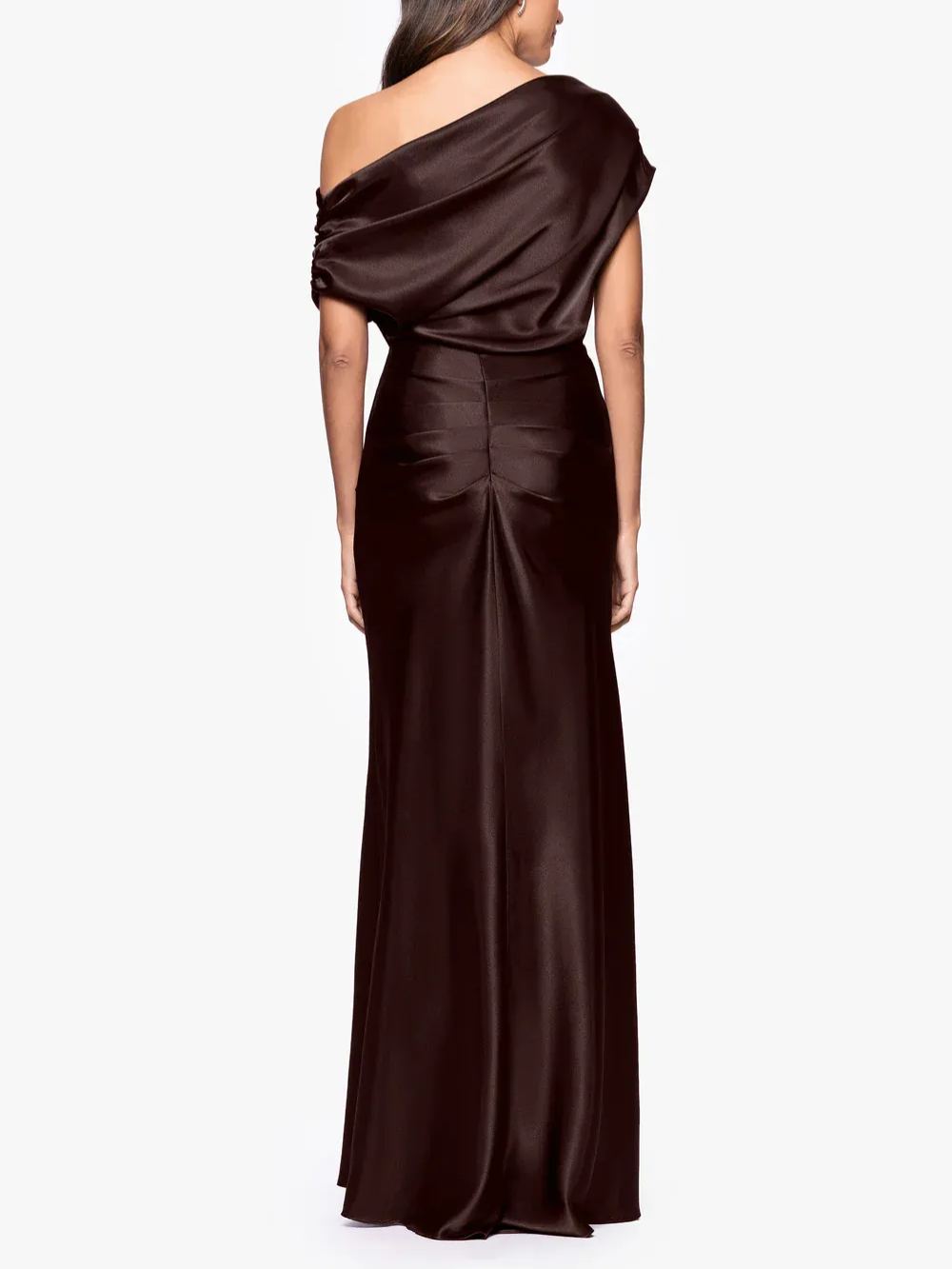 Satin Drop Shoulder Floor Length Dress