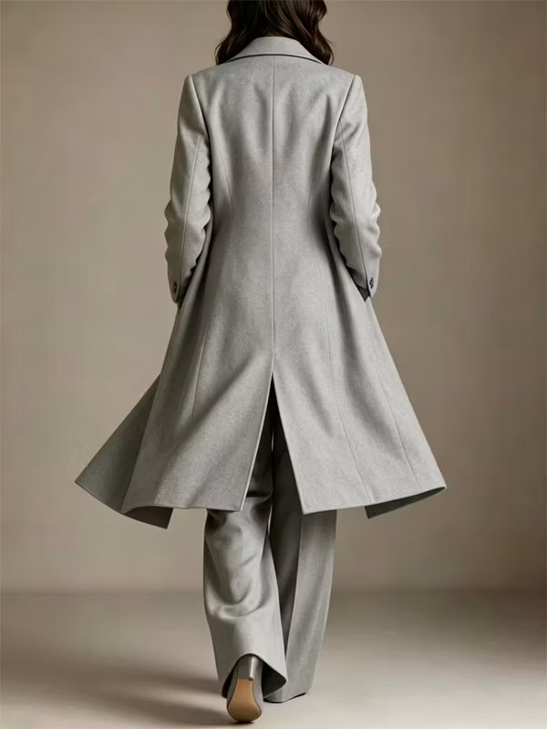 Light Grey Blazer And Vest With Flared Pants 3-Piece Suit