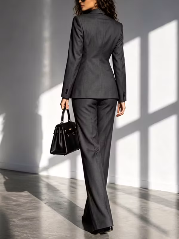 Classic Dark Grey Blazer And Pants 2-Piece Suit