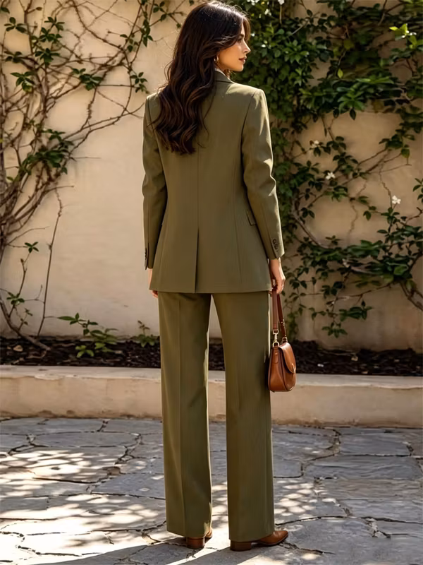 Classic Olive Green Slim-fit Blazer And Pants 2-Piece Suit