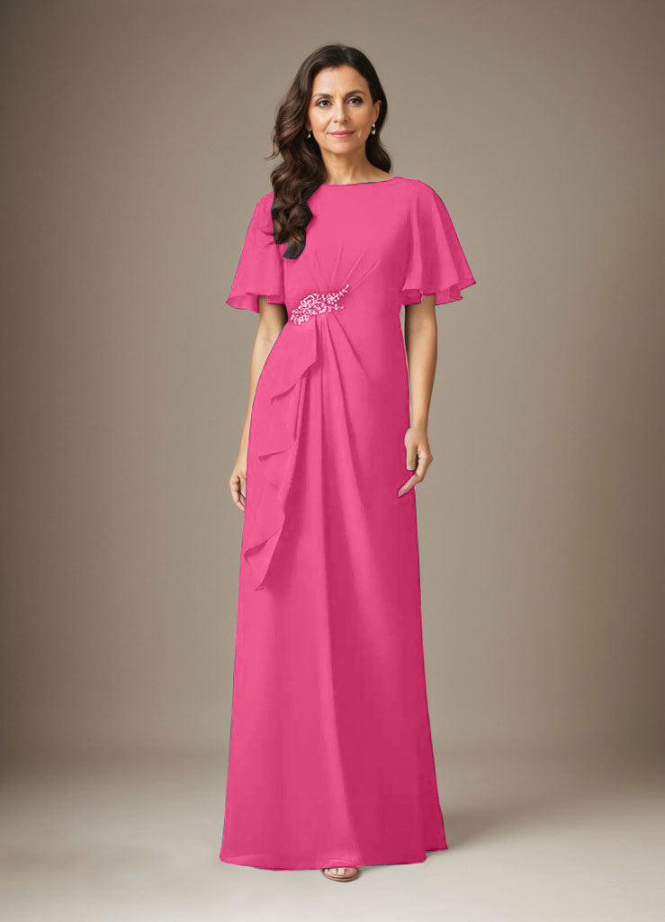 Dark Navy Sheath Beaded Chiffon Dress