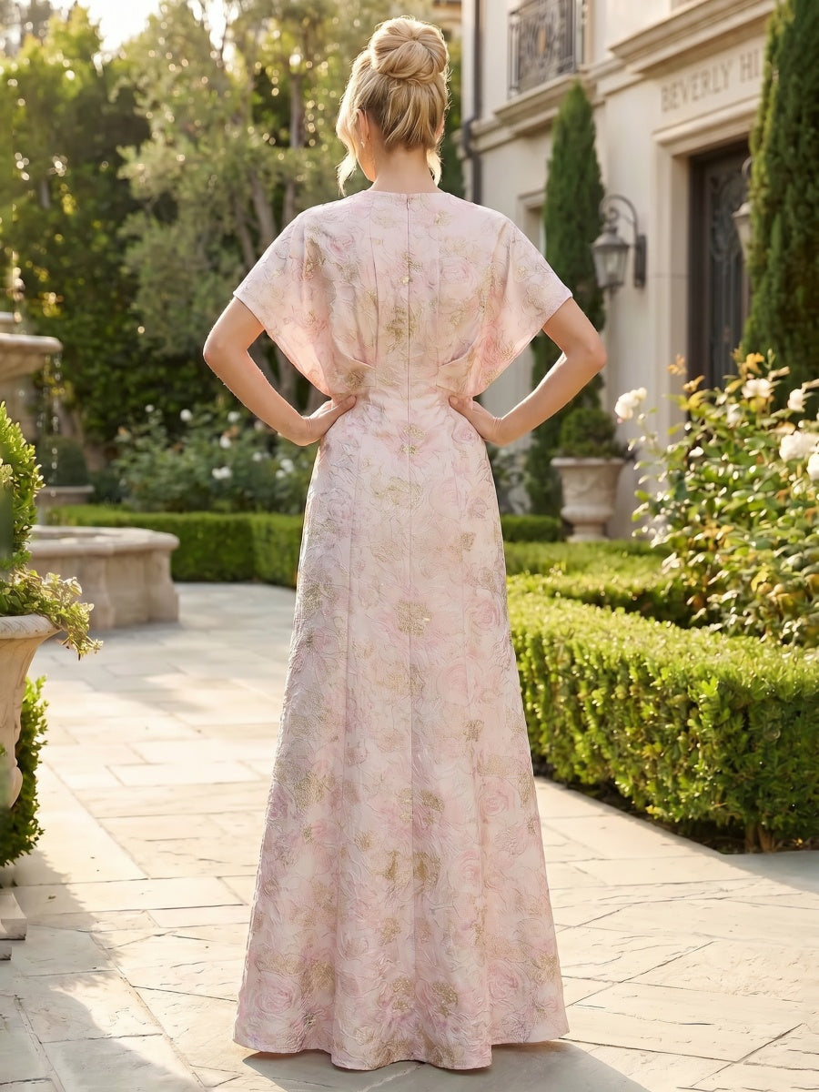Jacquard Sheath Scoop Neck with Cut-outs Maxi Dress