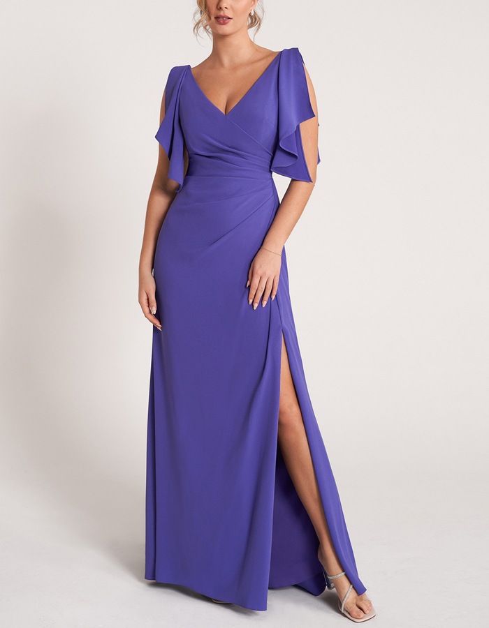 Purple Elegant Fit and Flare Maxi Dress