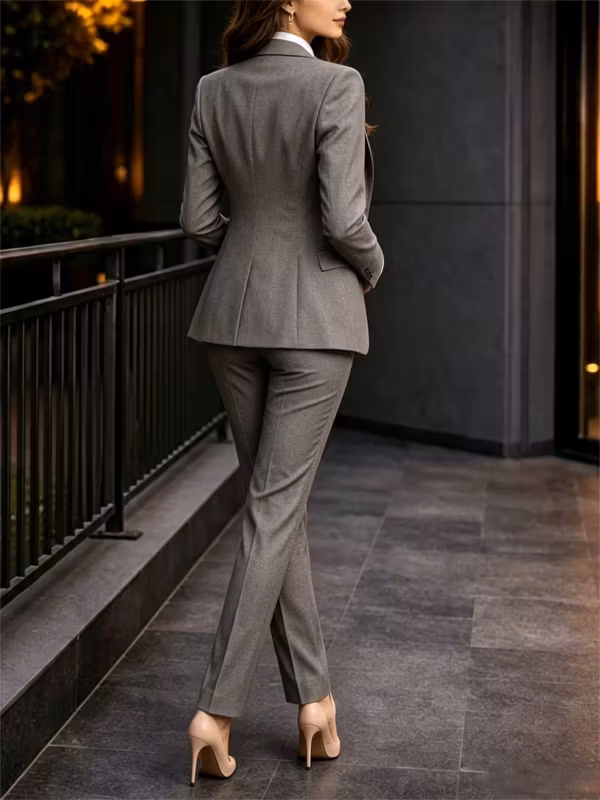 Formal Business Grey Blazer And Vest Pants 3-Piece Suit
