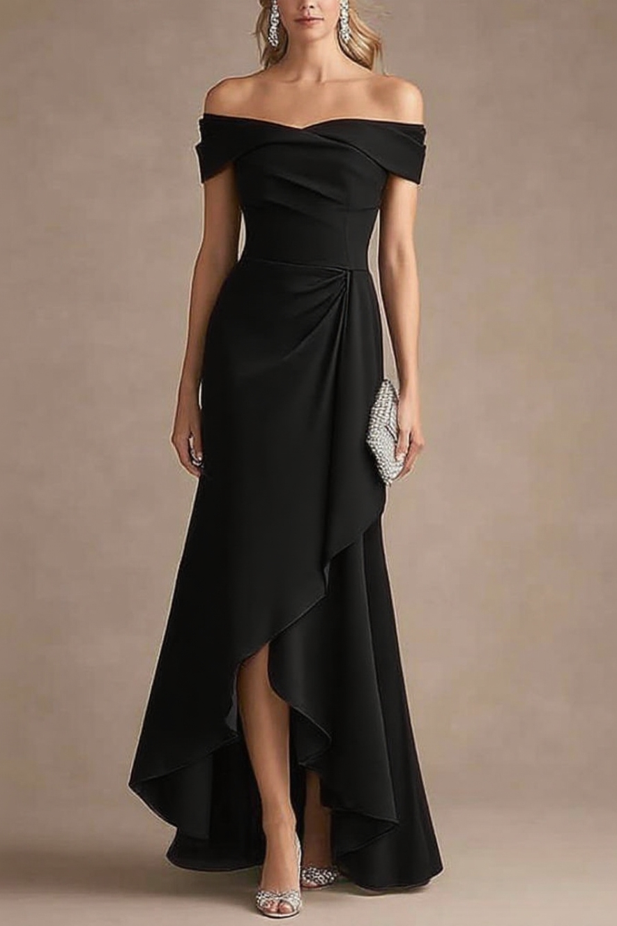 Formal Evening Dress Purple Off Shoulder Ruffle Maxi Dress