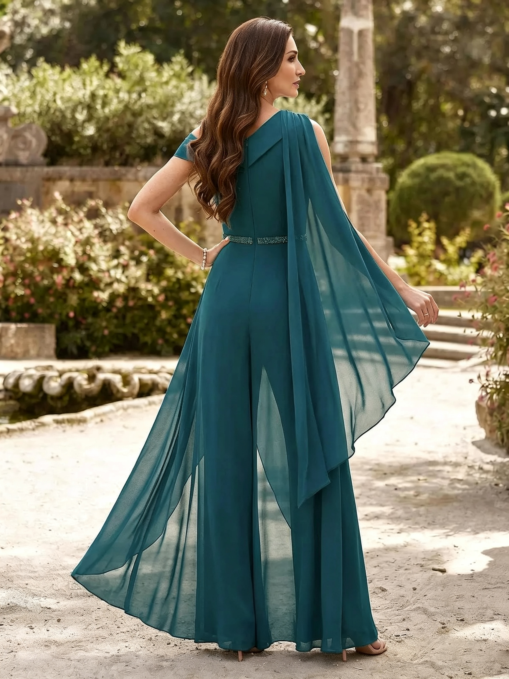 Elegant Asymmetrical Chiffon Jumpsuit